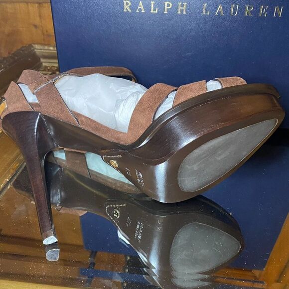 Ralph Lauren Fall ‘15 Collection Brown Suede Jenica Stiletto Sandal Look 20 & 21 - Picture 8 of 16